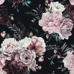 Nahtloses Blumenmuster mit Blumen auf Sommerhintergrund, Aquarellillustration © ola-la