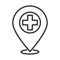 gps navigaton destinaton pin healthcare medical and hospital pictogram line style icon