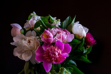 summer bouquet of peonies, roses and jasmine