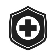 shield protection healthcare medical and hospital pictogram silhouette style icon