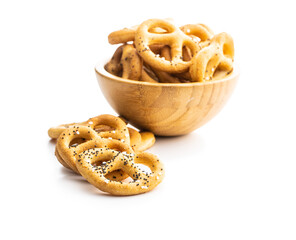 Crispy salted pretzels.