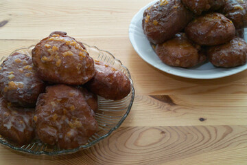 Homemade donuts.