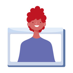 boy website internet video connection online training isolated icon design white background