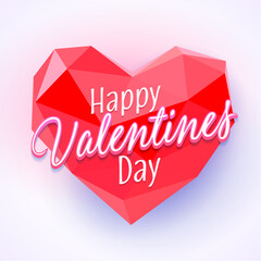 Valentines day vector Greeting Card. Low poly heart. Happy Valentines Day card vector illustration