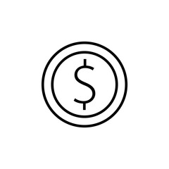 Coin dollar outline icon. Coin cent symbol vector illustration.