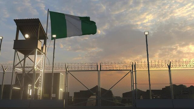 Flag of Nigeria at military base