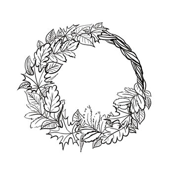 illustration of an autumn wreath of leaves