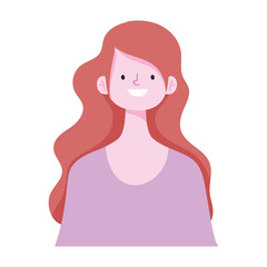 portrait young woman character isolated icon design white background
