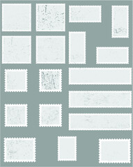 Postage stamps in grunge style. Set of textured postmarks . vector collection of vintage post marks.