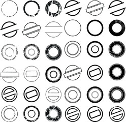 Grunge post Stamps Collection, Circles. Banners, Insignias , Logos, Icons, Labels and Badges Set . vector distress textures.blank shapes.