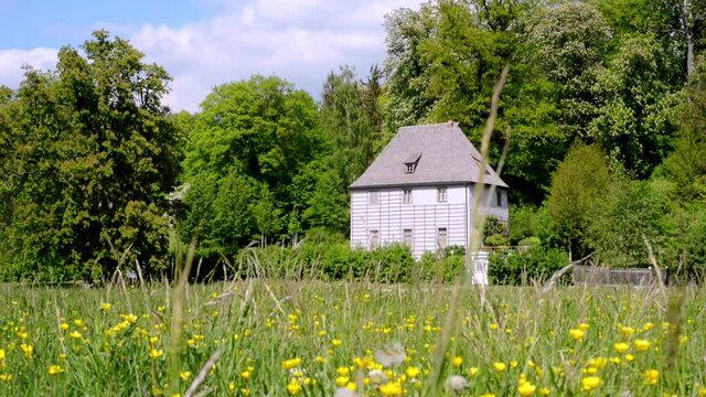 Weimar, view to the historical Johann Wolfgang Goethe garden house, a hotspot of tourism