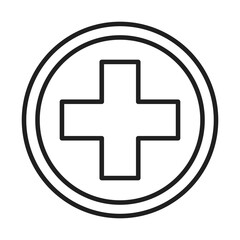Obraz premium cross symbol healthcare medical and hospital pictogram line style icon
