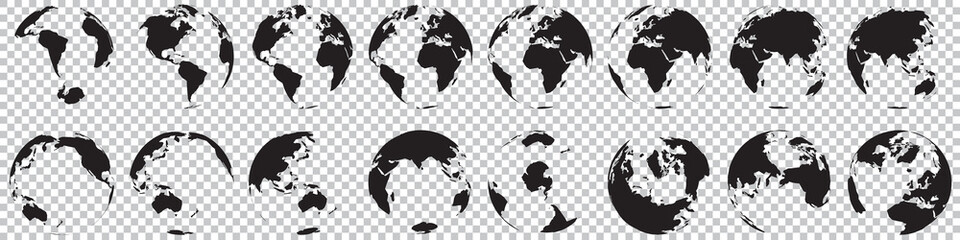GLOBE TERRESTRE avec faibles détails. Style plat design avec lignes rectilignes. Vues de l'Antarctique et de l'Arctique © kazy
