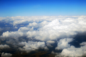 Aeroplane view of clouds over Romania.