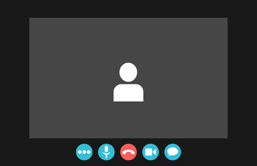 Video call screen template. Video call interface. Vector page of the workspace. Application for social communication. Video conference. Layout of video conferences and online meetings