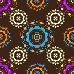 Vector neutral, blue and pink Damask Lace flower pattern. Delicate intricate mandala decorations for wedding ceremonies, anniversaries, parties, events.