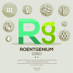 RG  (Roentgenium)The periodic table element,letters and icons,Vector illustration.