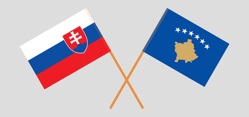 Crossed flags of Kosovo and Slovakia