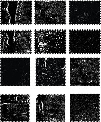 Postage stamps in grunge style. Set of textured postmarks . vector collection of vintage post marks.