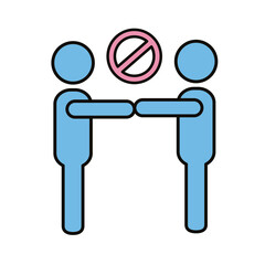 male humans silhouettes distance social line and fill style icon