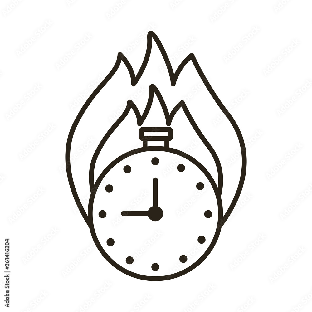 Poster chronometer timer with flame line style icon