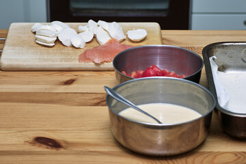 Preparing mozzarella.