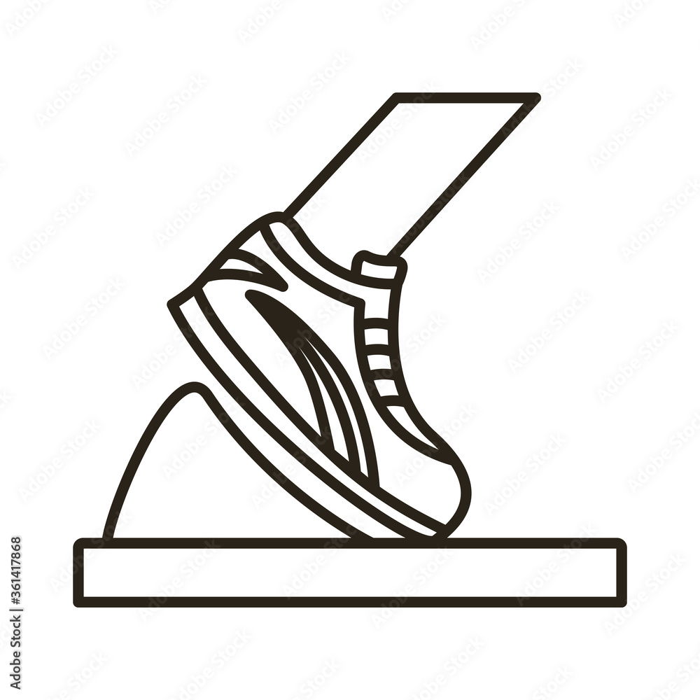 Poster runner foot with tennis line style icon