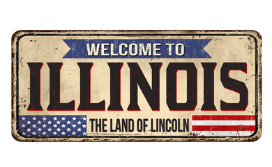 Welcome to Illinois vintage rusty metal sign