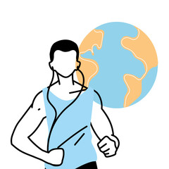 Man avatar running with world vector design