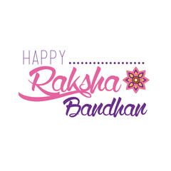 Fototapeta na wymiar happy raksha bandhan celebration with lettering flat style