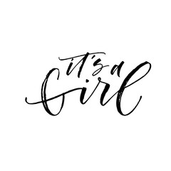 It is a girl card. Modern vector brush calligraphy. Ink illustration with hand-drawn lettering. 