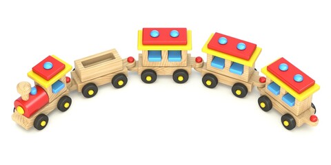 Wooden train 3D