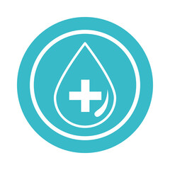 Fototapeta premium medical water drop health liquid blue block style icon