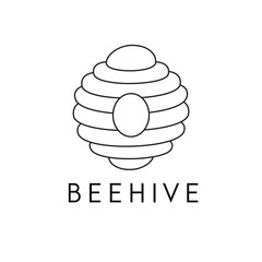 Vector illustration of a beehive silhouette with type. Logo design branding concept.