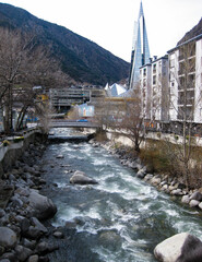 Fototapeta na wymiar Andorra la Vella, is the highest capital city in Europe, at an elevation of 1,023 metres