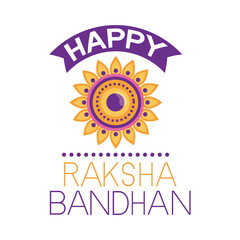 happy raksha bandhan celebration with flower decoration flat style