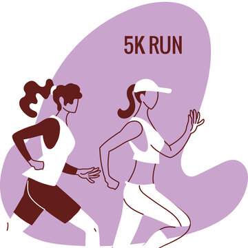 Women Avatars Running And 5k Run Vector Design