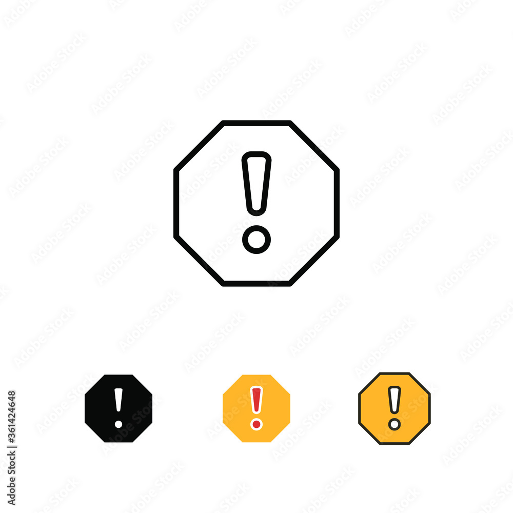 Aufkleber exclamation mark in octagonal shape for hazard warning symbol. beware secure caution in traffic road