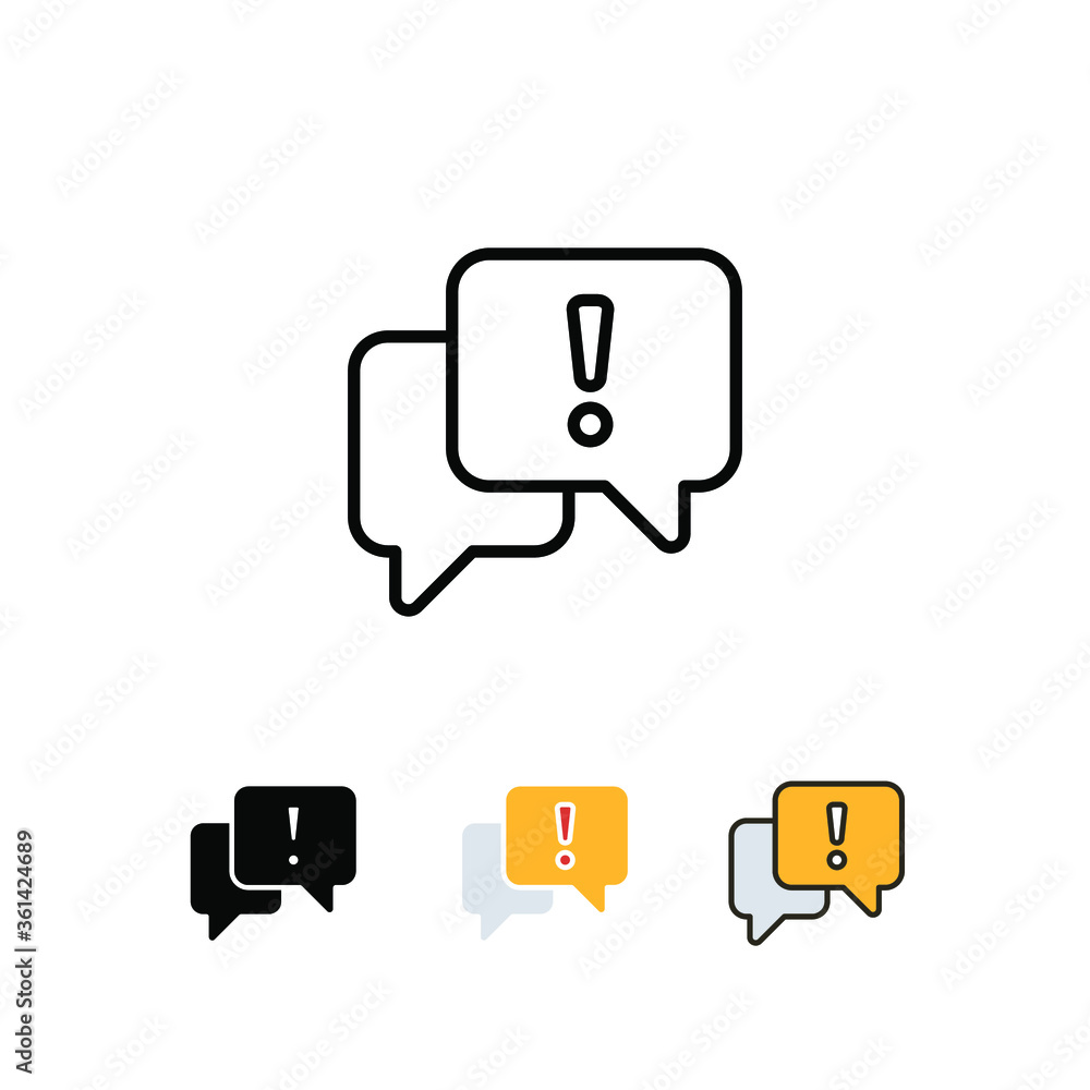 Poster hazard warning for attention sign with exclamation mark inside in chat messanger, error comunication