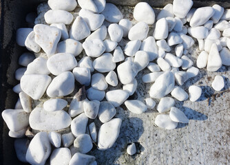 VArious white stones on sun, close up