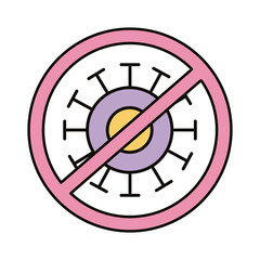 covid19 virus particle with stop signal line and fill style