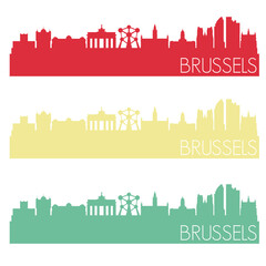 Brussels Belgium. City Skyline. Silhouette City. Design Vector. Famous Monuments.