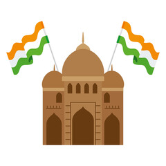 india mosque, famous monument of india with flags india
