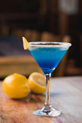 Blue margarita Cocktail drink, in front