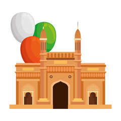 gateway, famous monument of india with balloons helium decoration