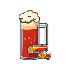 International beer day with glass detailed style icon vector design