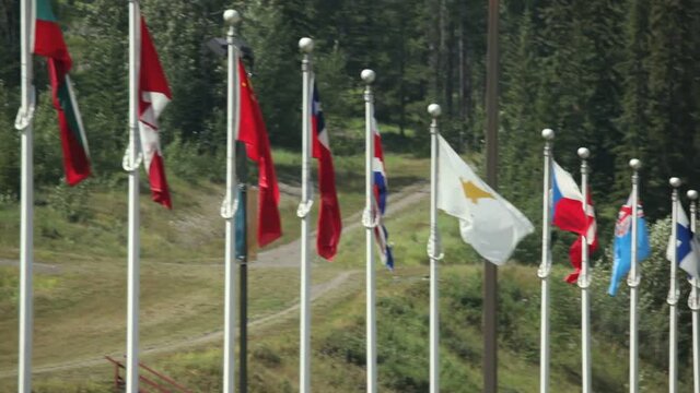 International flags at the Canmore Nordic Center, Alberta Canada