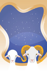 Eid al adha sheeps detailed style icon vector design