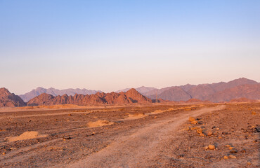 Fototapeta na wymiar Desert in Syria in the early morning
