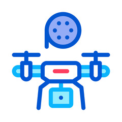 drone record movie icon vector. drone record movie sign. color symbol illustration
